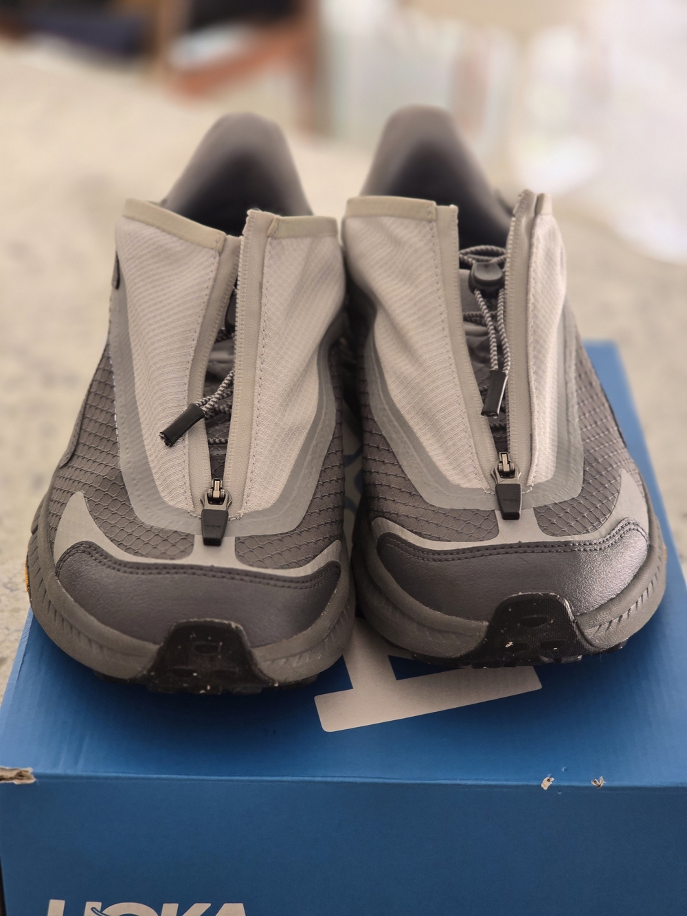 Hoka Men's Gray and Light Gray Slip-On Athletic Sneakers